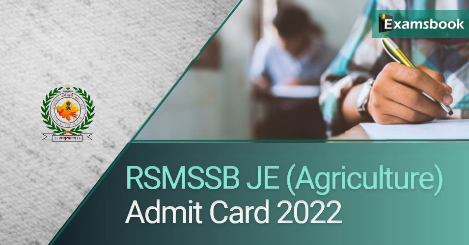 RSMSSB JE (Agriculture) Admit Card 2022